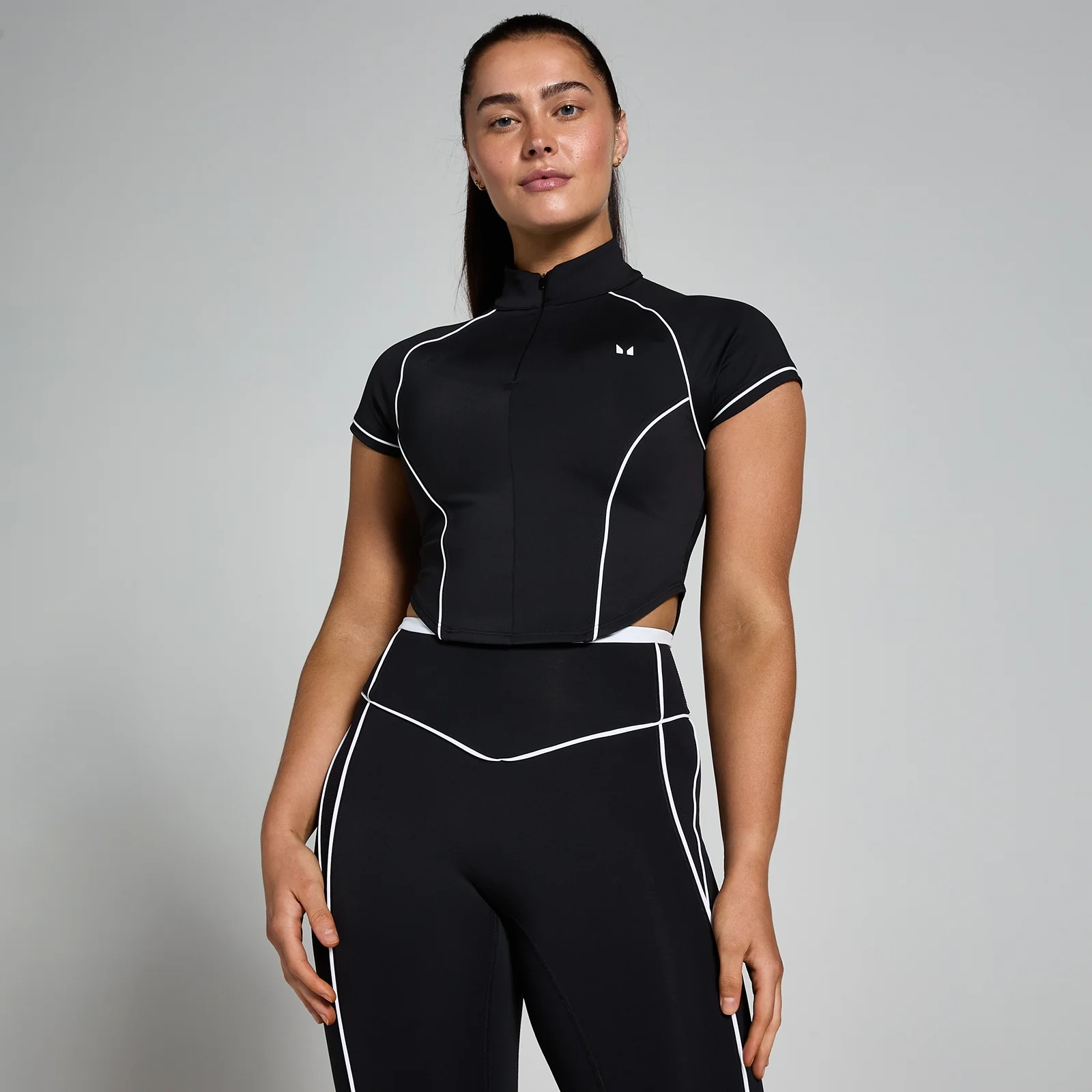 MP Women's Tempo Contrast Piping 1/4 Zip Top - Black - XS Image 1