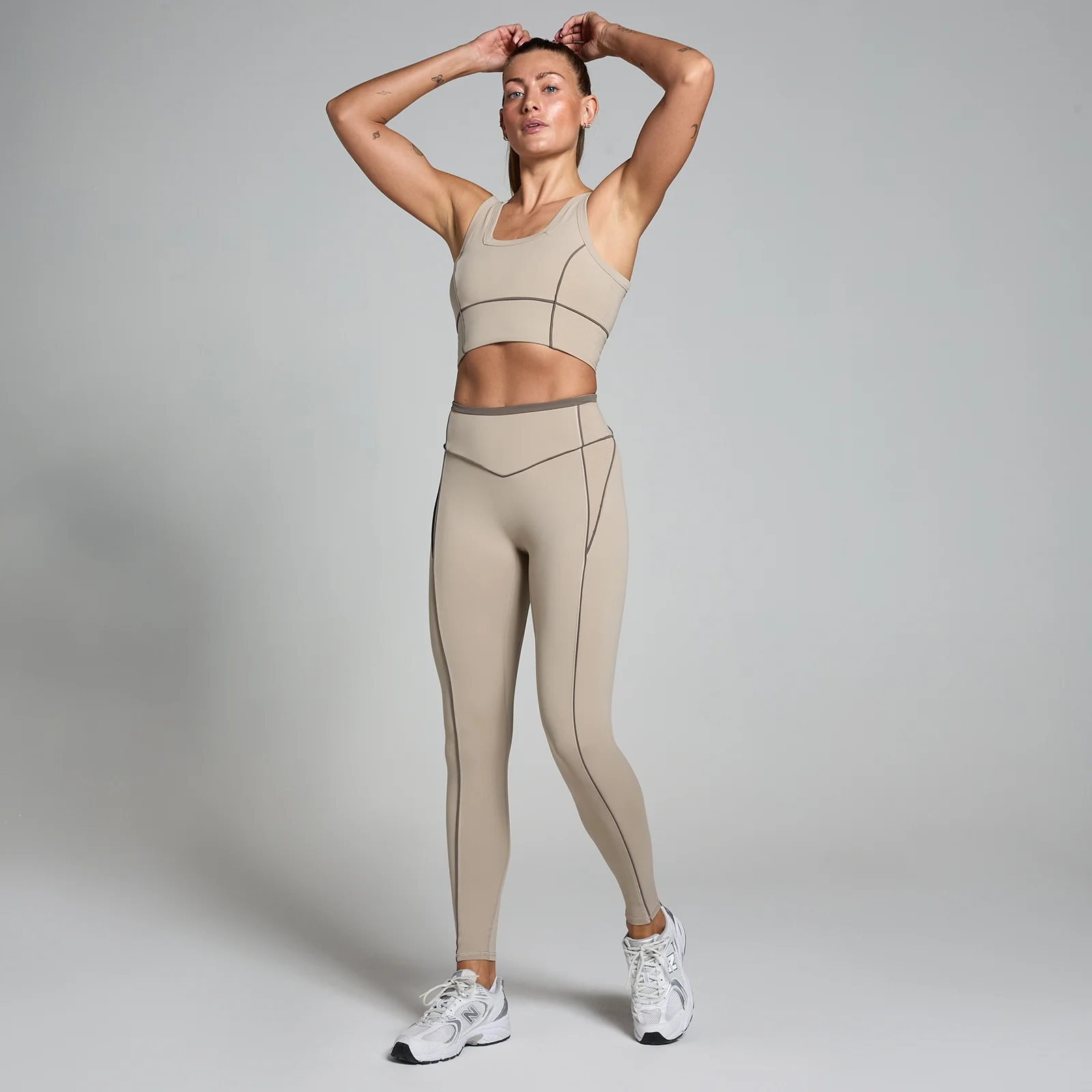 MP Women's Tempo Contrast Texture Leggings - Cashmere - XL Image 3