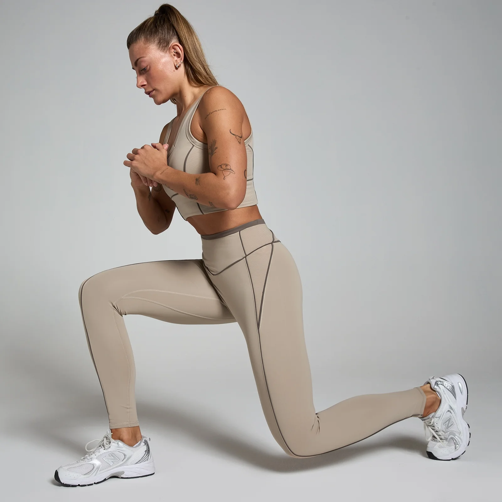 MP Women's Tempo Contrast Texture Leggings - Cashmere - XL Image 5