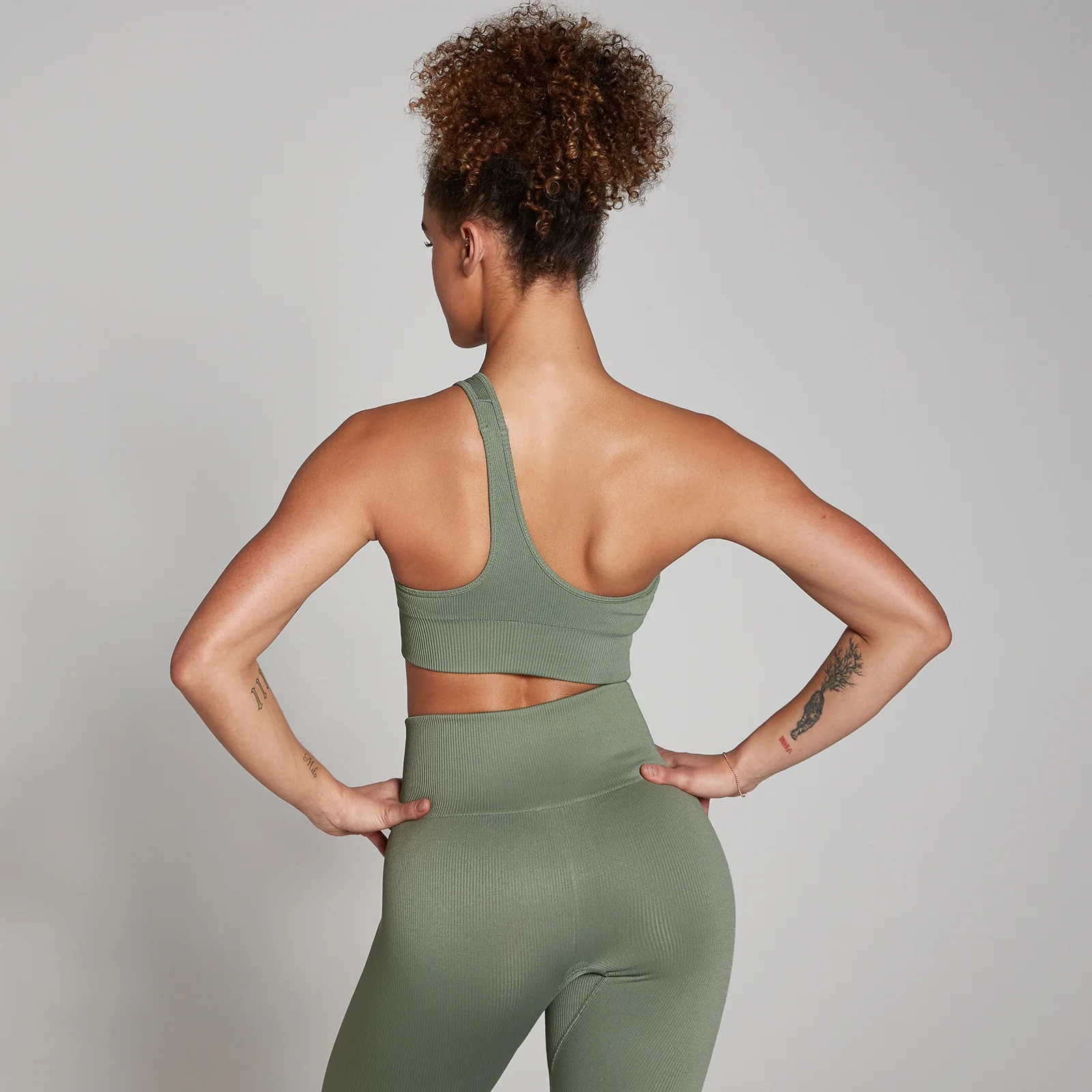MP Women's Tempo Rib Seamless Asymmetric Bra - Moss Green - XXL Image 2