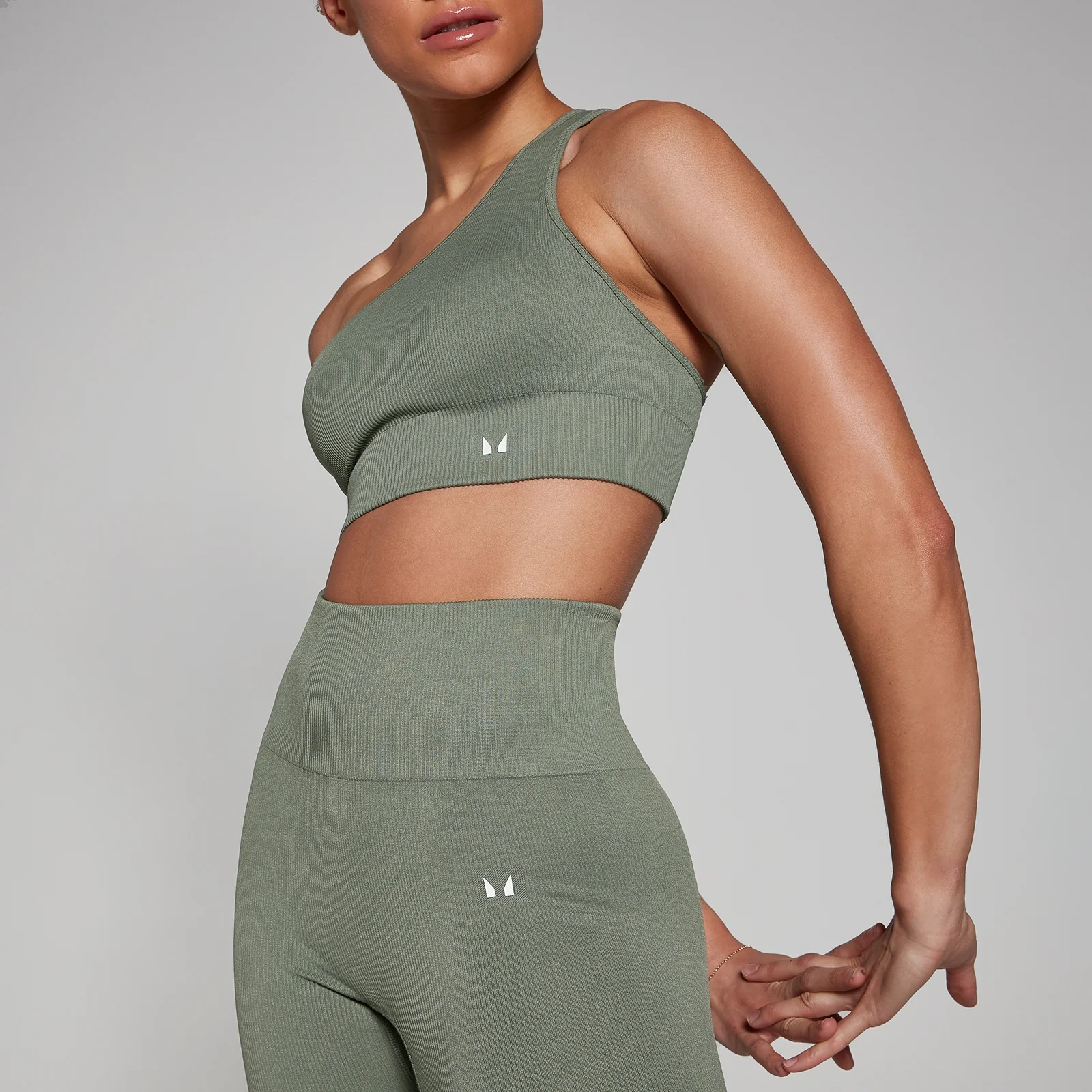 MP Women's Tempo Rib Seamless Asymmetric Bra - Moss Green - XXL Image 5