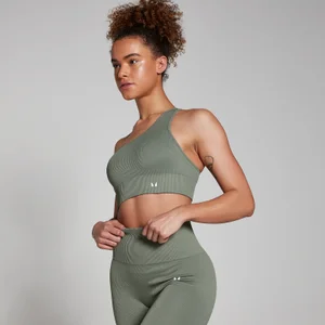MP Women's Tempo Rib Seamless Asymmetric Bra - Moss Green - Size XXL