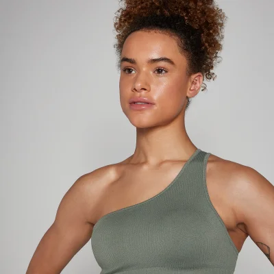 MP Women's Tempo Rib Seamless Asymmetric Bra - Moss Green - XXL Image 6