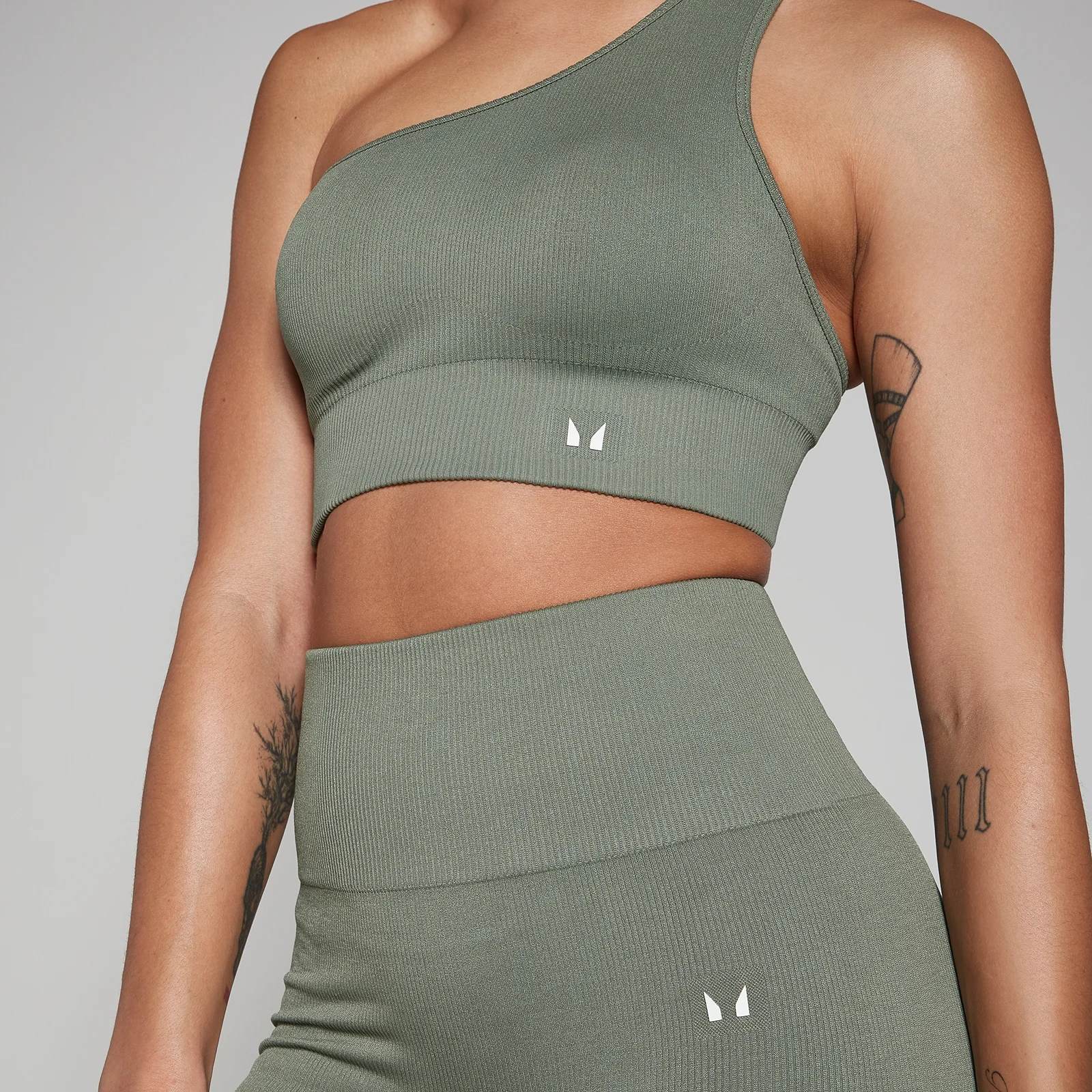 MP Women's Tempo Rib Seamless Asymmetric Bra - Moss Green - XXL Image 4