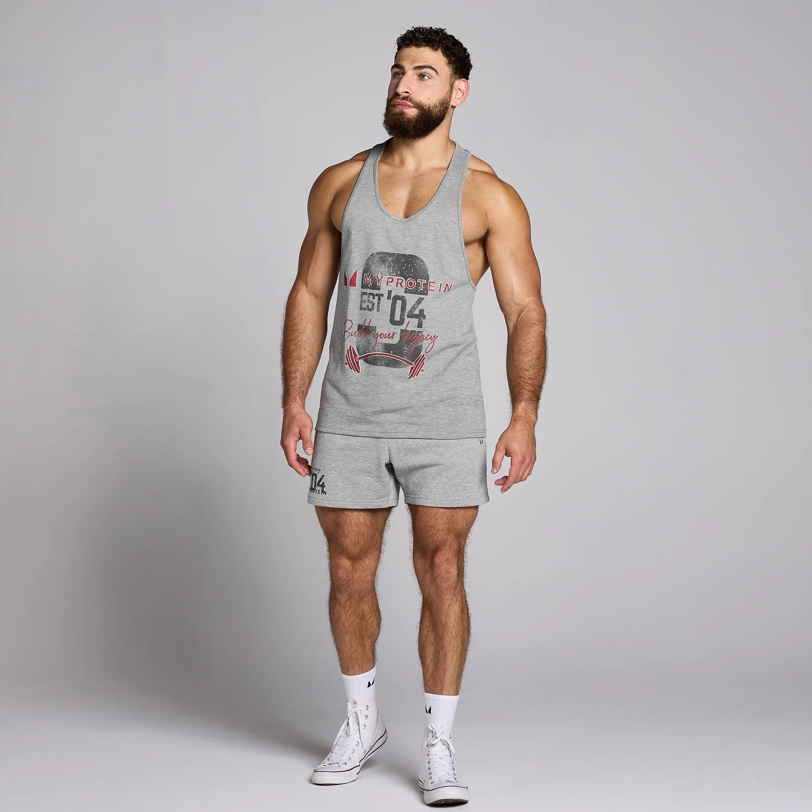 MP Men's Origin Graphic Stringer - Grey Marl - XS Image 3