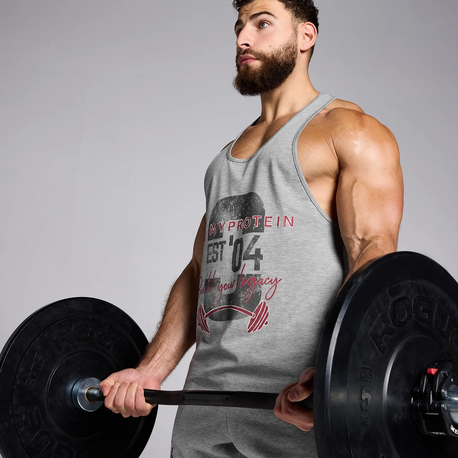 MP Men's Origin Graphic Stringer - Grey Marl - XS Image 5