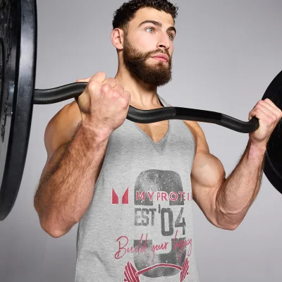 MP Men's Origin Graphic Stringer - Grey Marl - XS Image 6