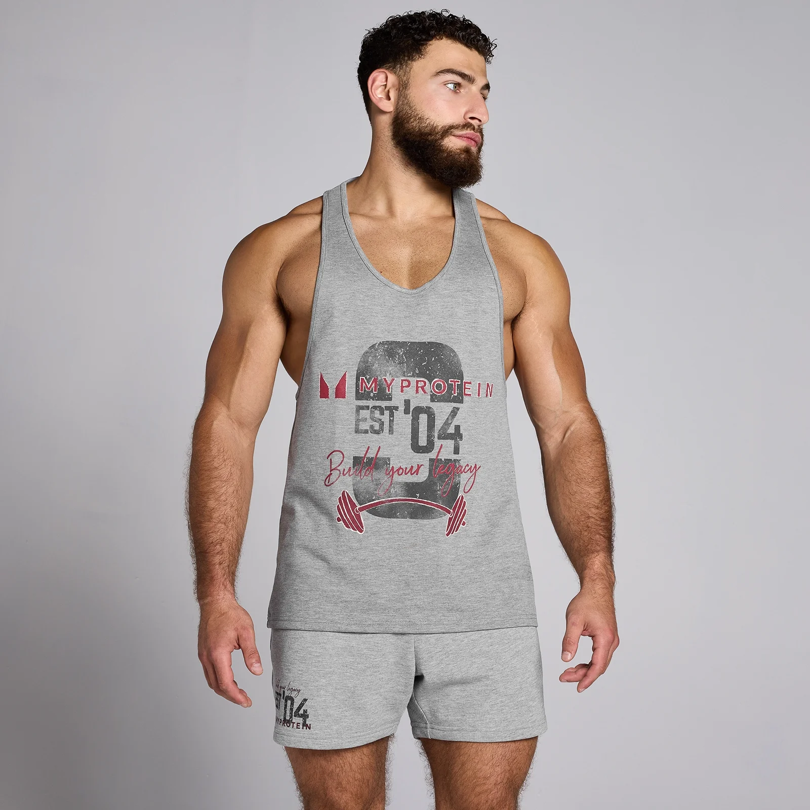 MP Men's Origin Graphic Stringer - Grey Marl - XS Image 1