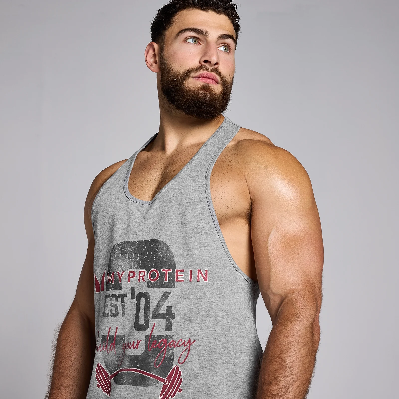 MP Men's Origin Graphic Stringer - Grey Marl - XS Image 4