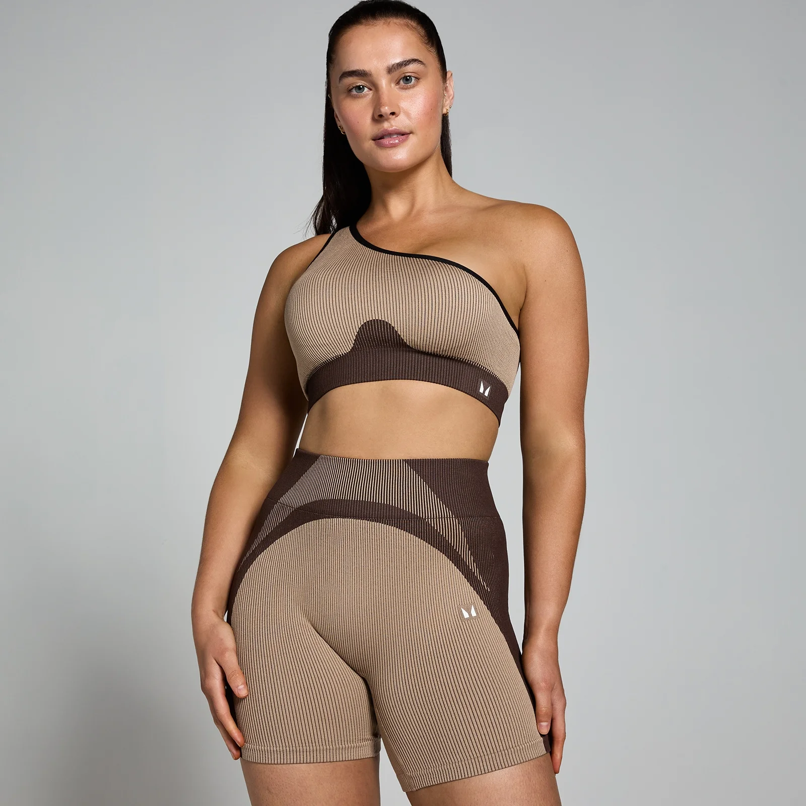 MP Women's Contrast Rib Seamless Bra - Cashmere/Espresso - M Image 1