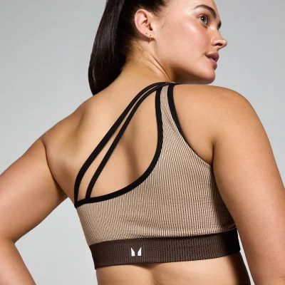 MP Women's Contrast Rib Seamless Bra - Cashmere/Espresso - M Image 6