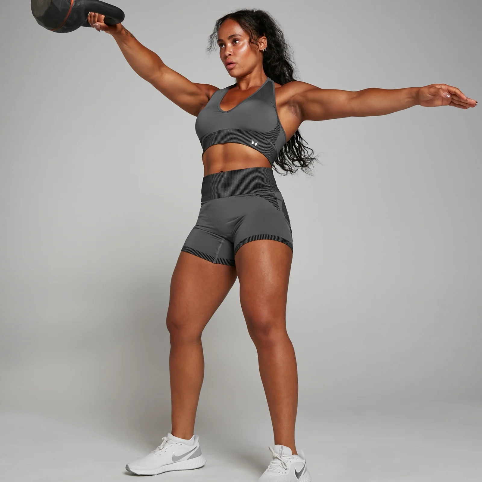 MP Women's Two Toned Seamless Sports Bra - Black - XS Image 2