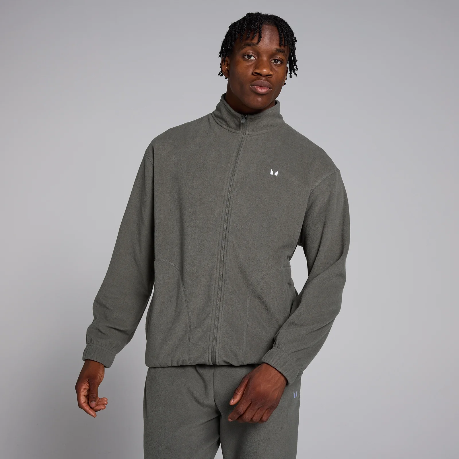 MP Men's Zip Through Fleece - Gun Metal - XS Image 1