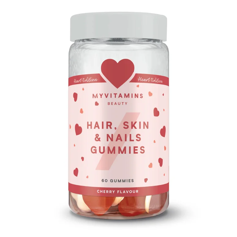 Hair, Skin & Nails Gummies - Double-Layered Heart Edition - 60gummies - Cherry