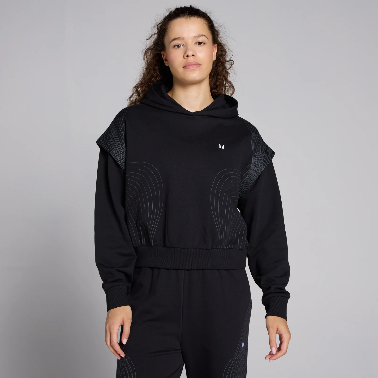 MP Women's Tempo Graphic Crop Hoodie - Black - S Image 1
