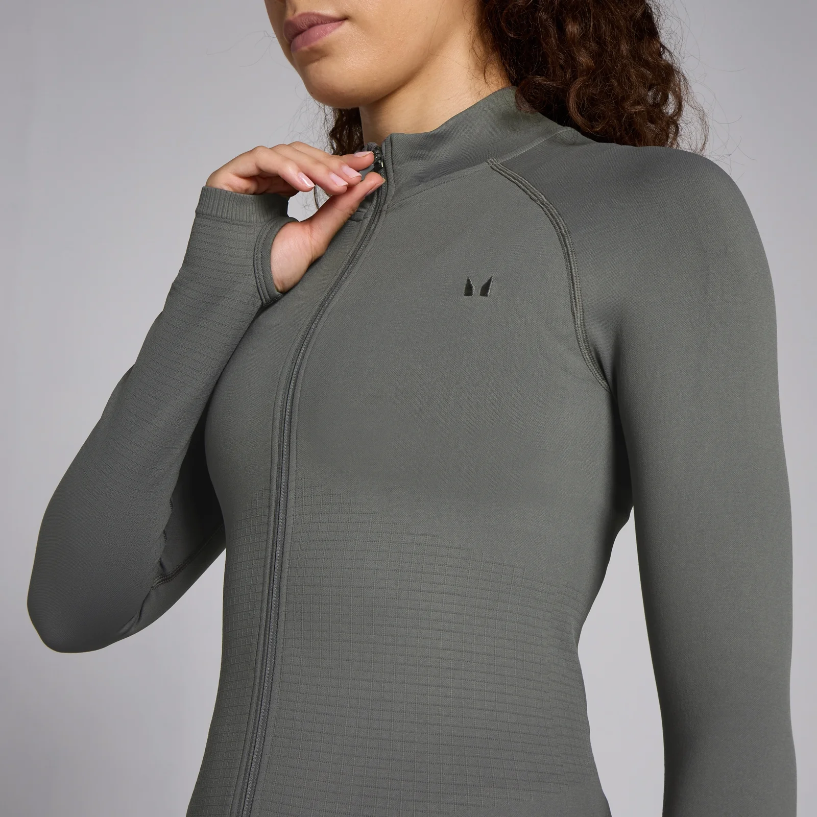 MP Women's Waffle Seamless Full Zip Jacket - Gun Metal - L Image 4