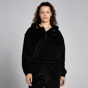 MP Women's Corduroy 1/4 Zip Hoodie - Black - Size XS