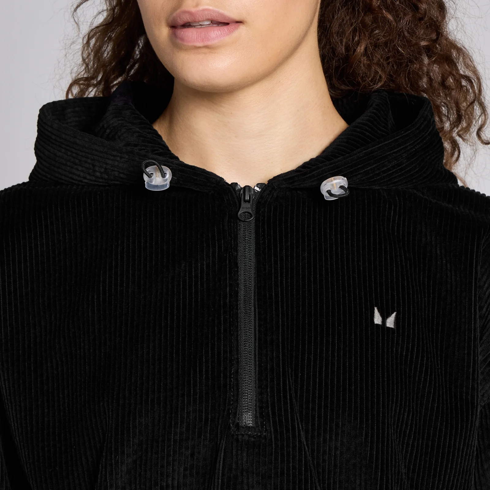 MP Women's Corduroy 1/4 Zip Hoodie - Black - L Image 4
