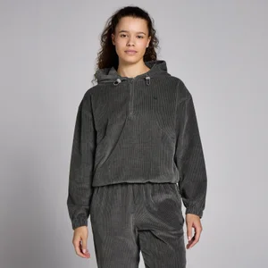 MP Women's Corduroy 1/4 Zip Hoodie - Gun Metal - Size L