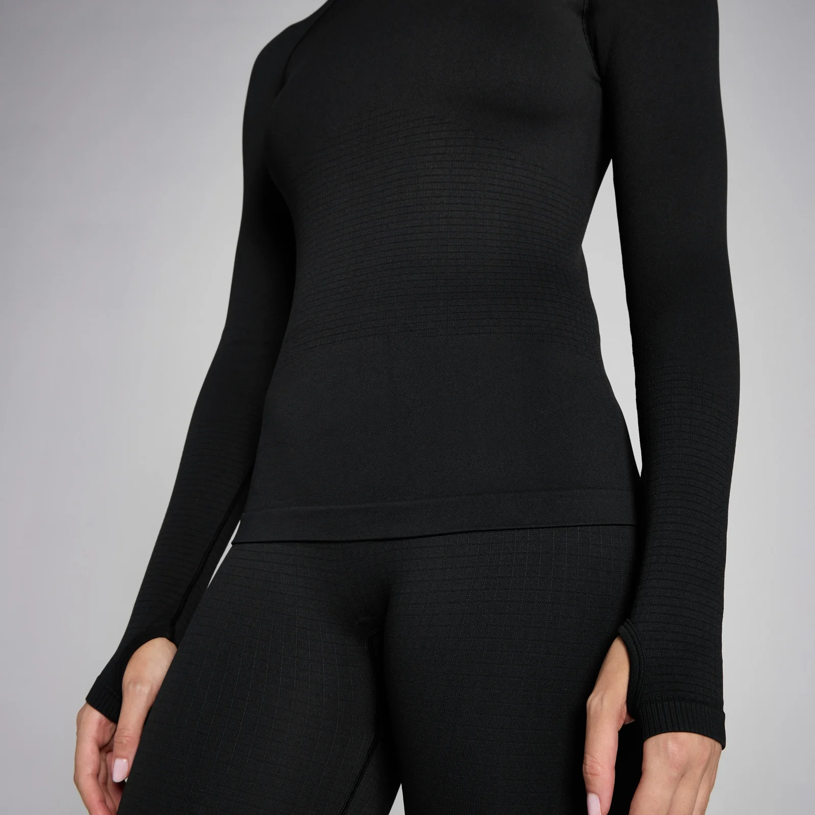 MP Women's Waffle Seamless Long Sleeve Top - Black - M Image 5