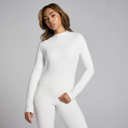 MP Women's Tempo Sculpt Funnel Neck Sheer Top - Natural Cotton
