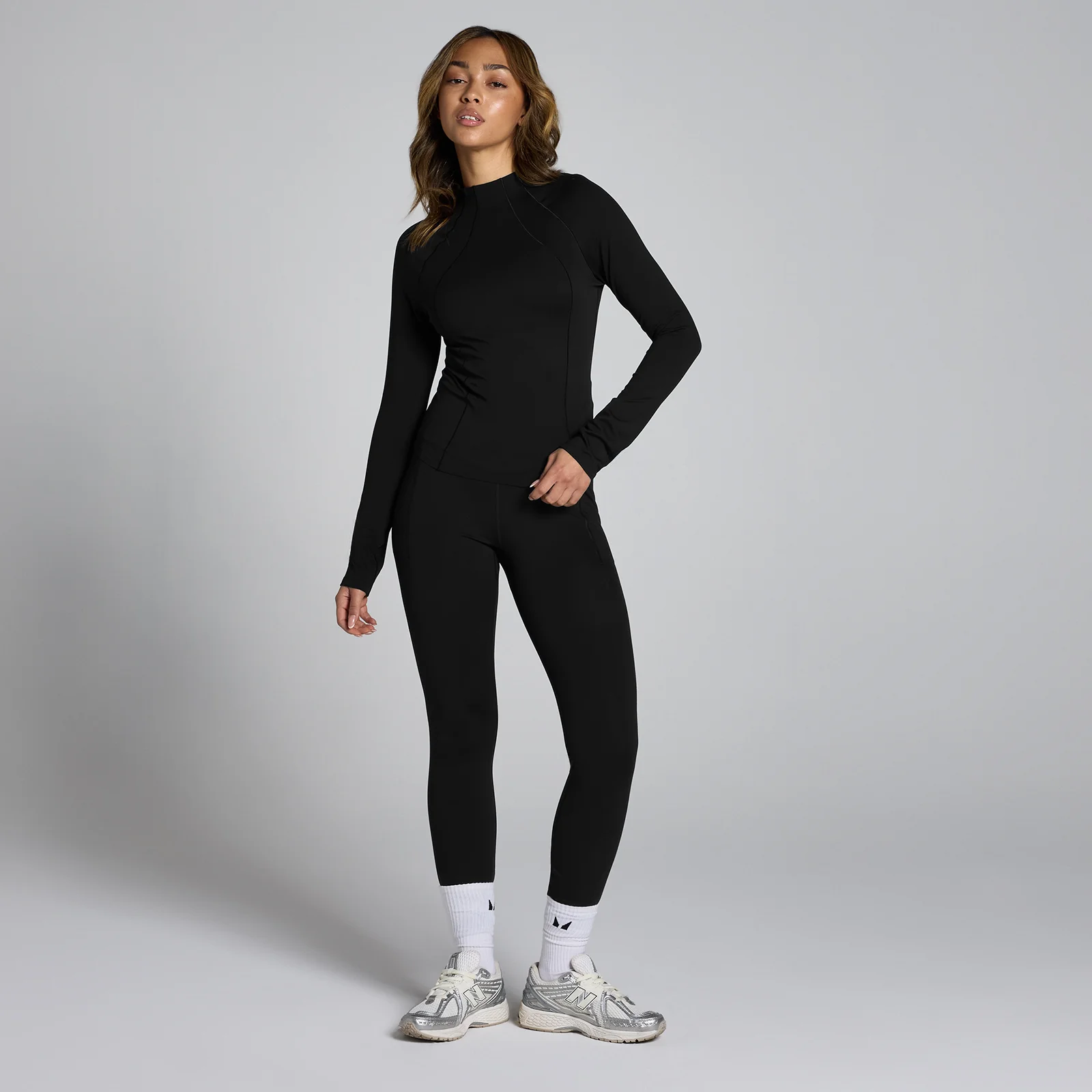 MP Women's Tempo Sculpt Funnel Neck Sheer Top - Black - XS Image 3