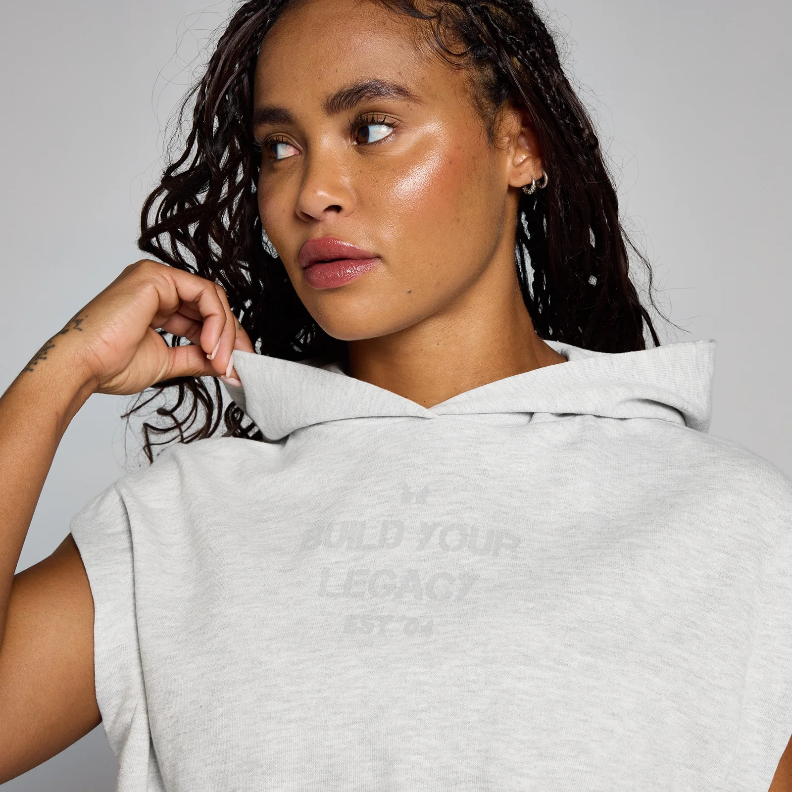 MP Women's Origin Cropped Sleeveless Hoodie - Grey Marl - XXL Image 4