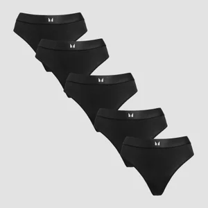 MP Women's Mid Rise Thong (5 Pack) - Black - Size M