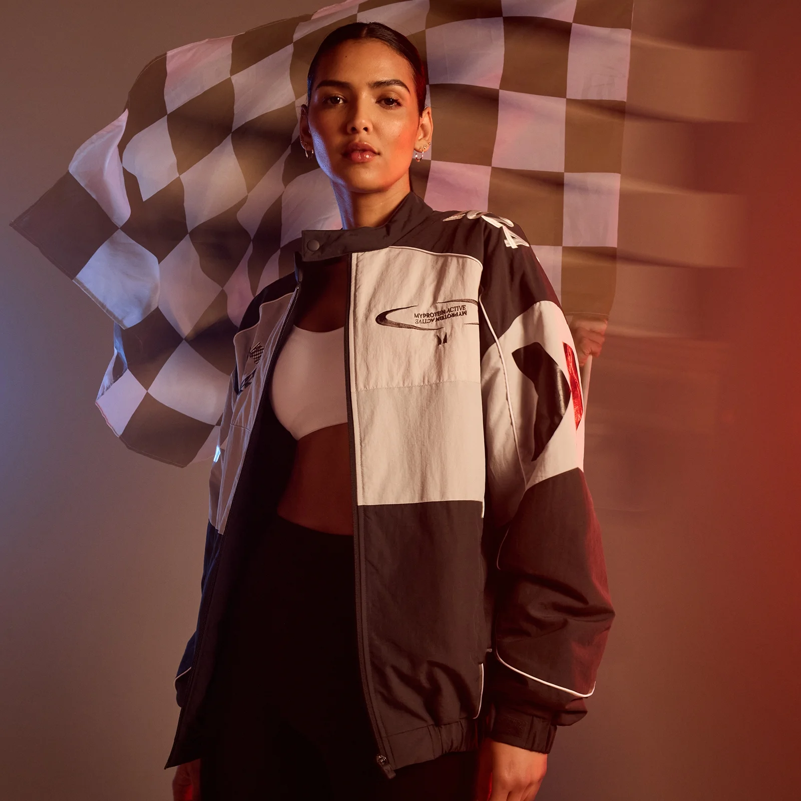 MP Women's Racing Bomber Jacket – Black - S Image 1