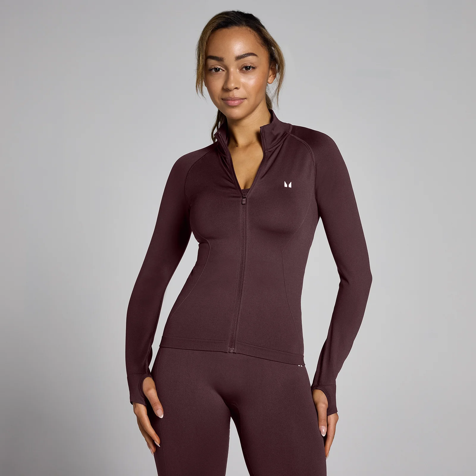 MP Women's Shape Seamless Zip Through Jacket - Fudge - XS Image 1