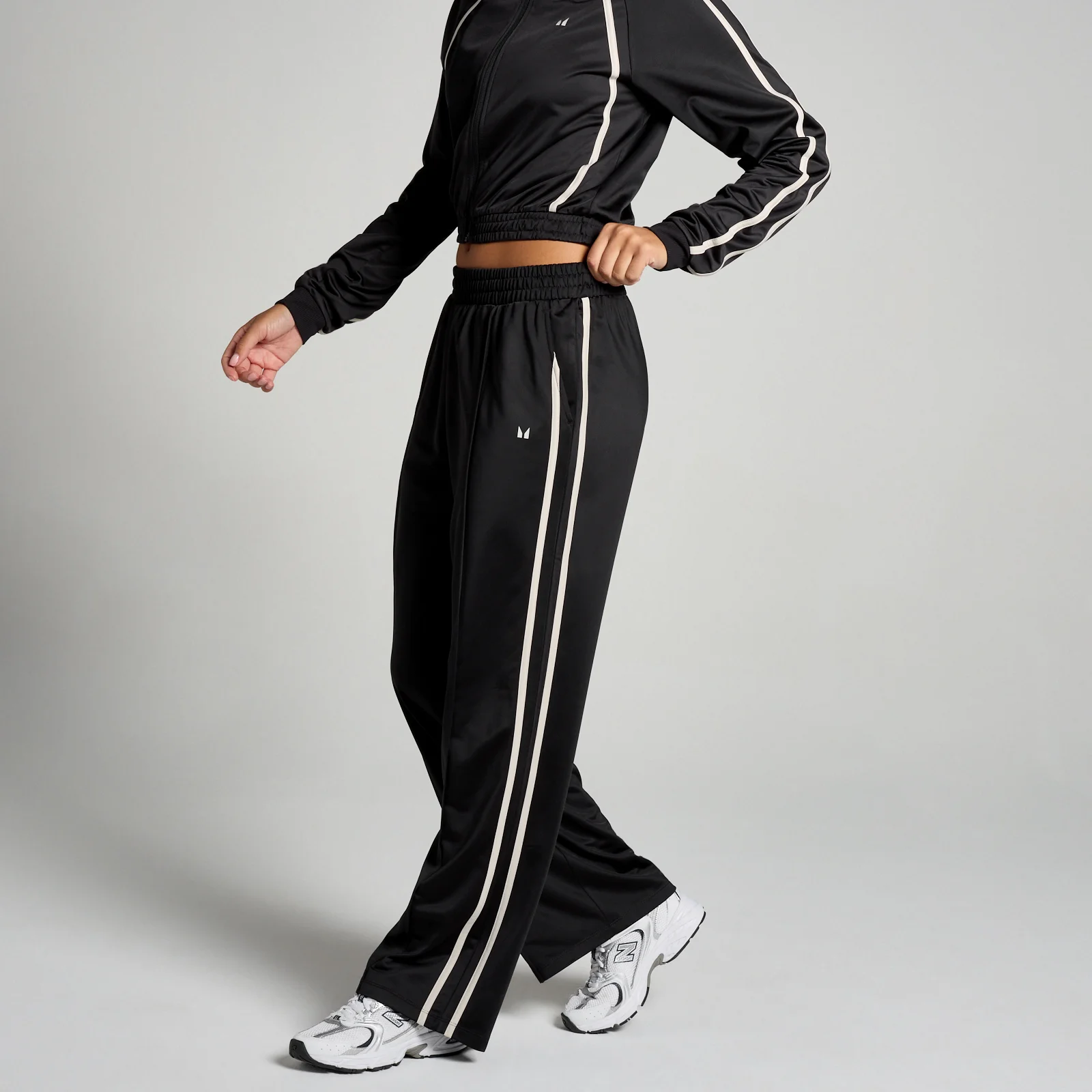 MP Women's Tricot Track Straight Leg Joggers - Black/White - XS Image 1