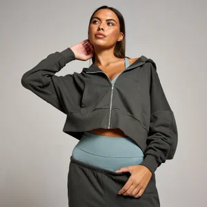 MP Women's Tempo Cropped Zip Through Hoodie - Night Grey - Size L