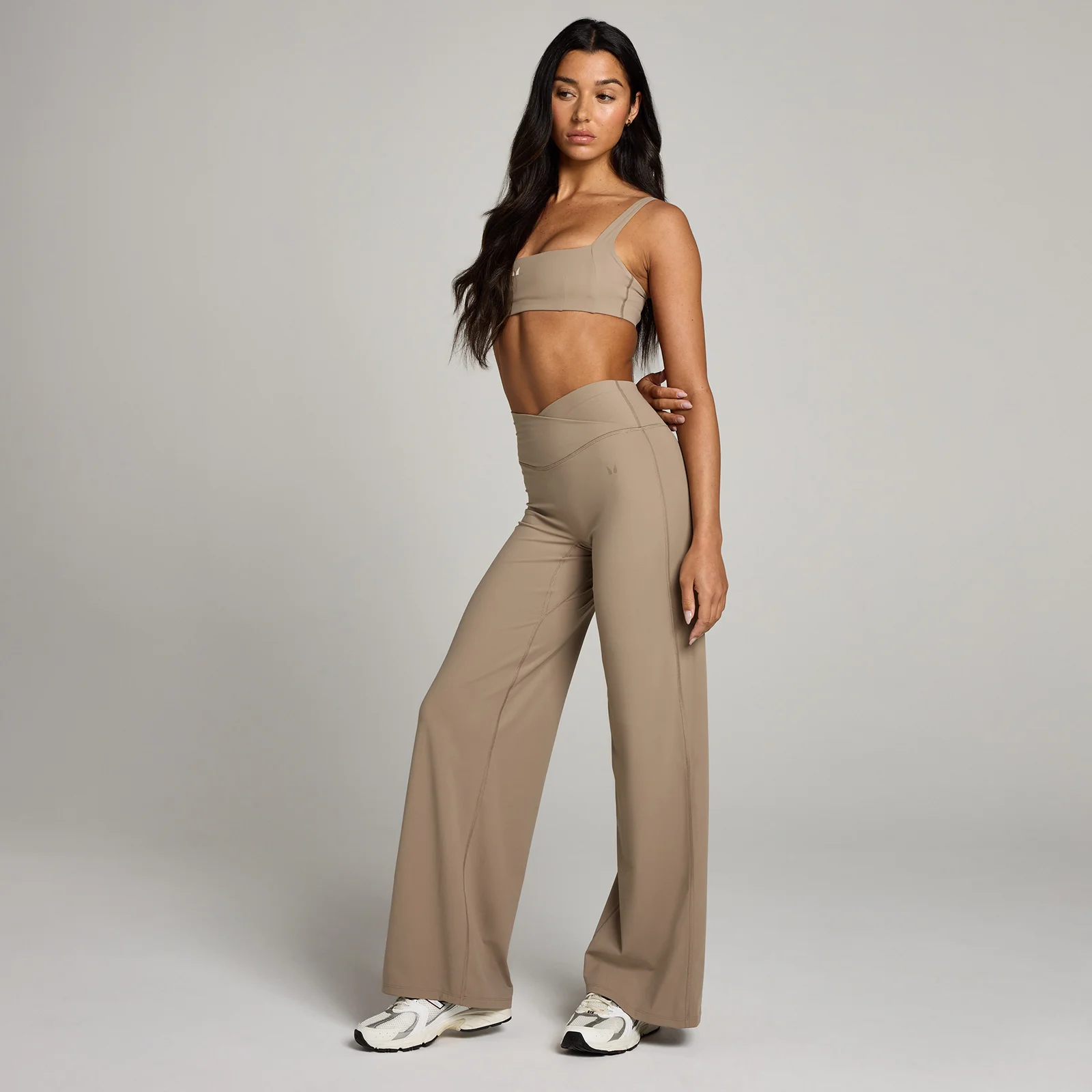 MP Women's Studio Cross Over Wide Leg Legging - Light Taupe - L Image 3