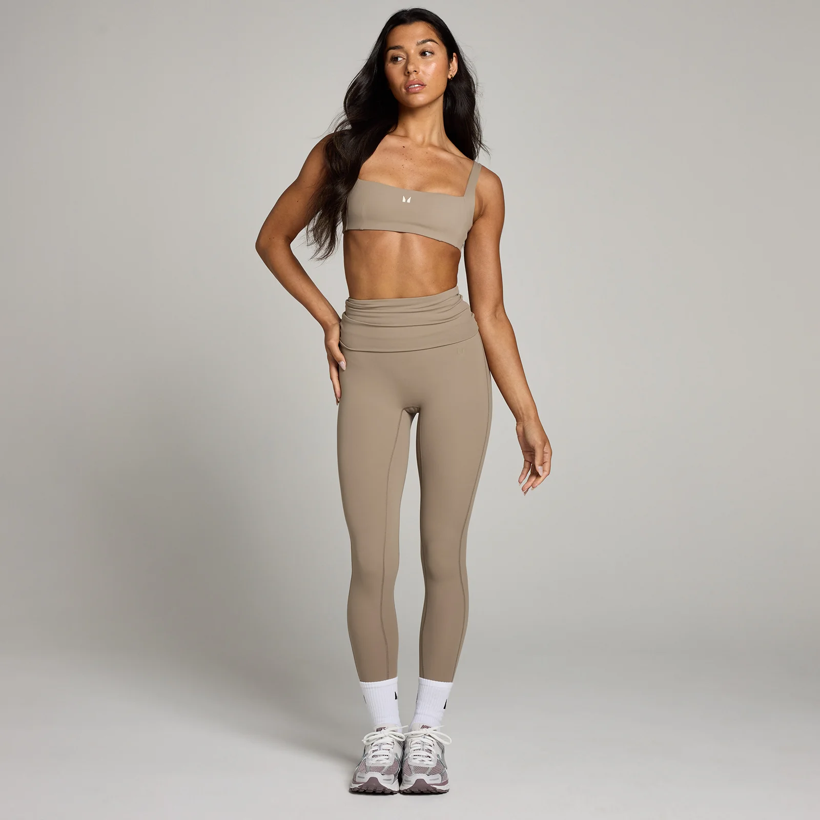 MP Women's Studio Fold Over Legging - Light Taupe - S Image 3