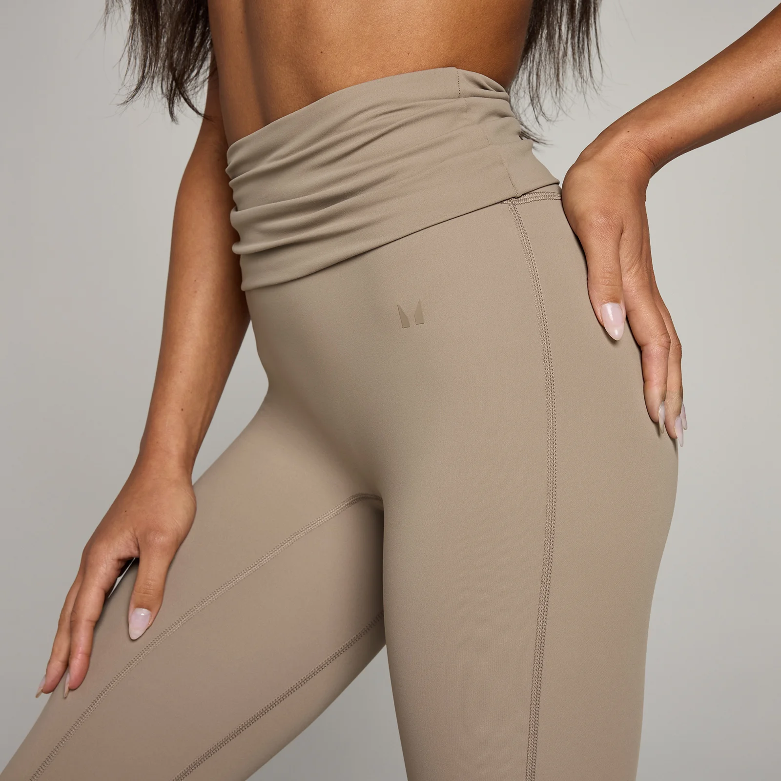 MP Women's Studio Fold Over Legging - Light Taupe - S Image 4