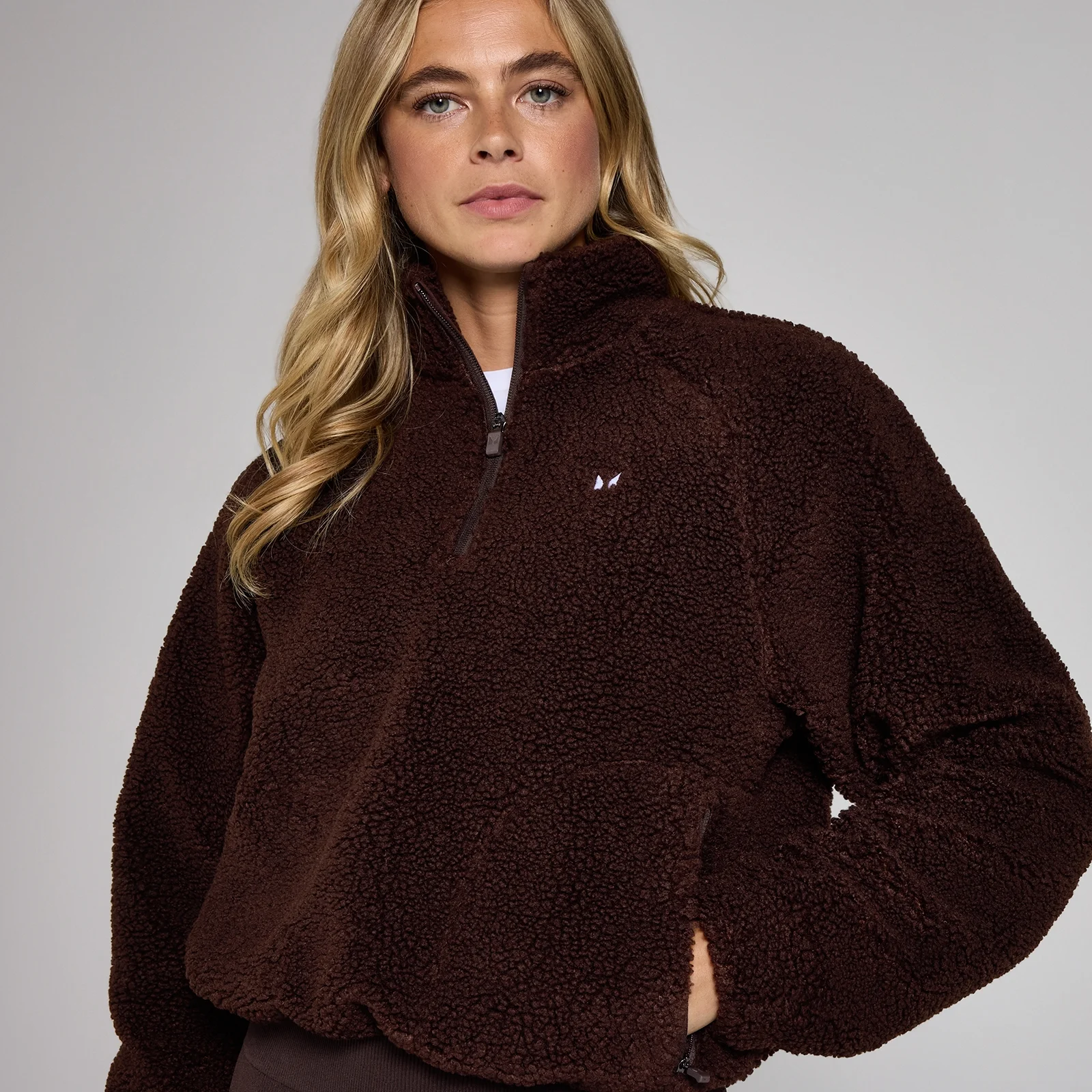 MP Women's Cropped Borg 1/4 Zip Fleece - Chocolate - XS Image 4