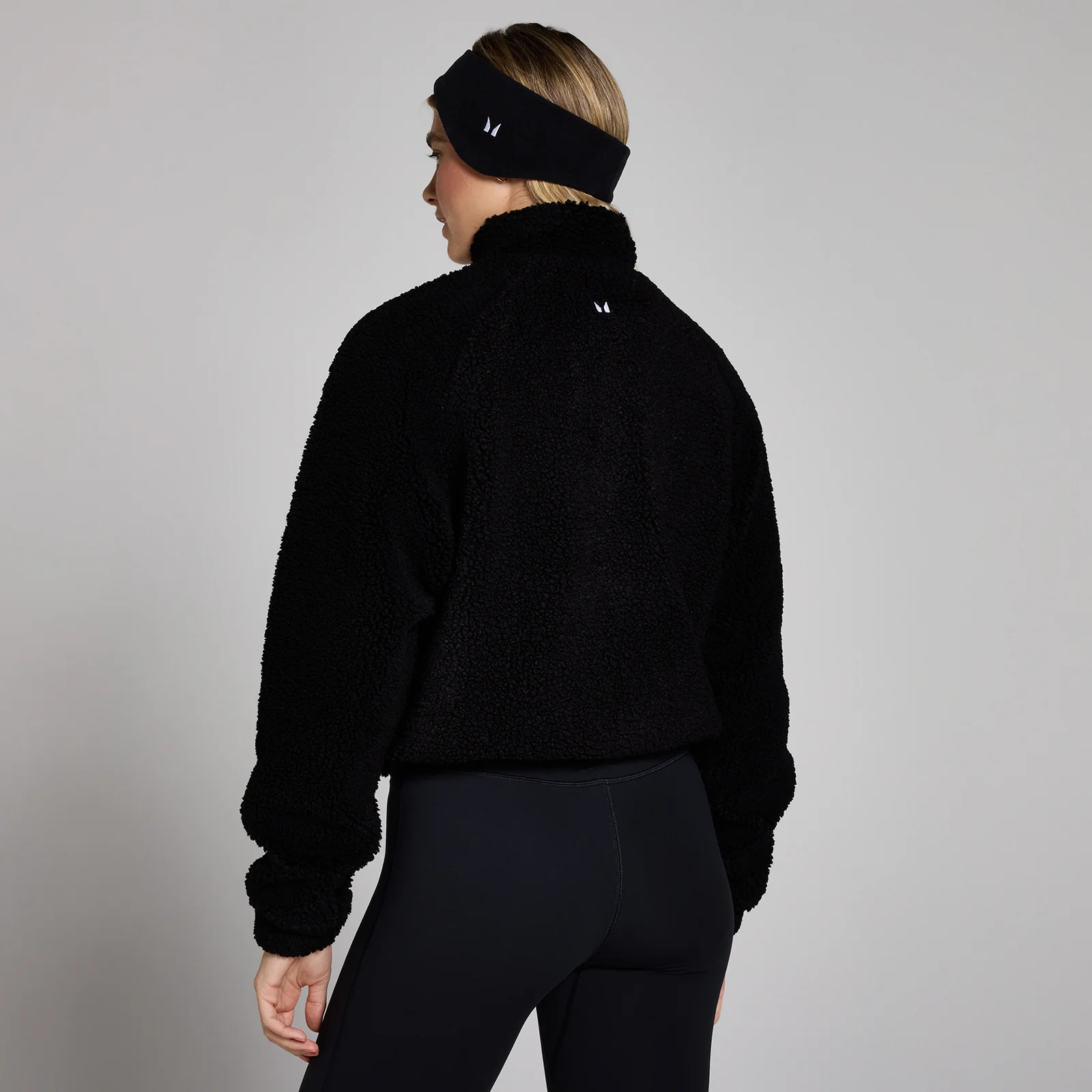 MP Women's Cropped Borg 1/4 Zip Fleece - Black - XS Image 2