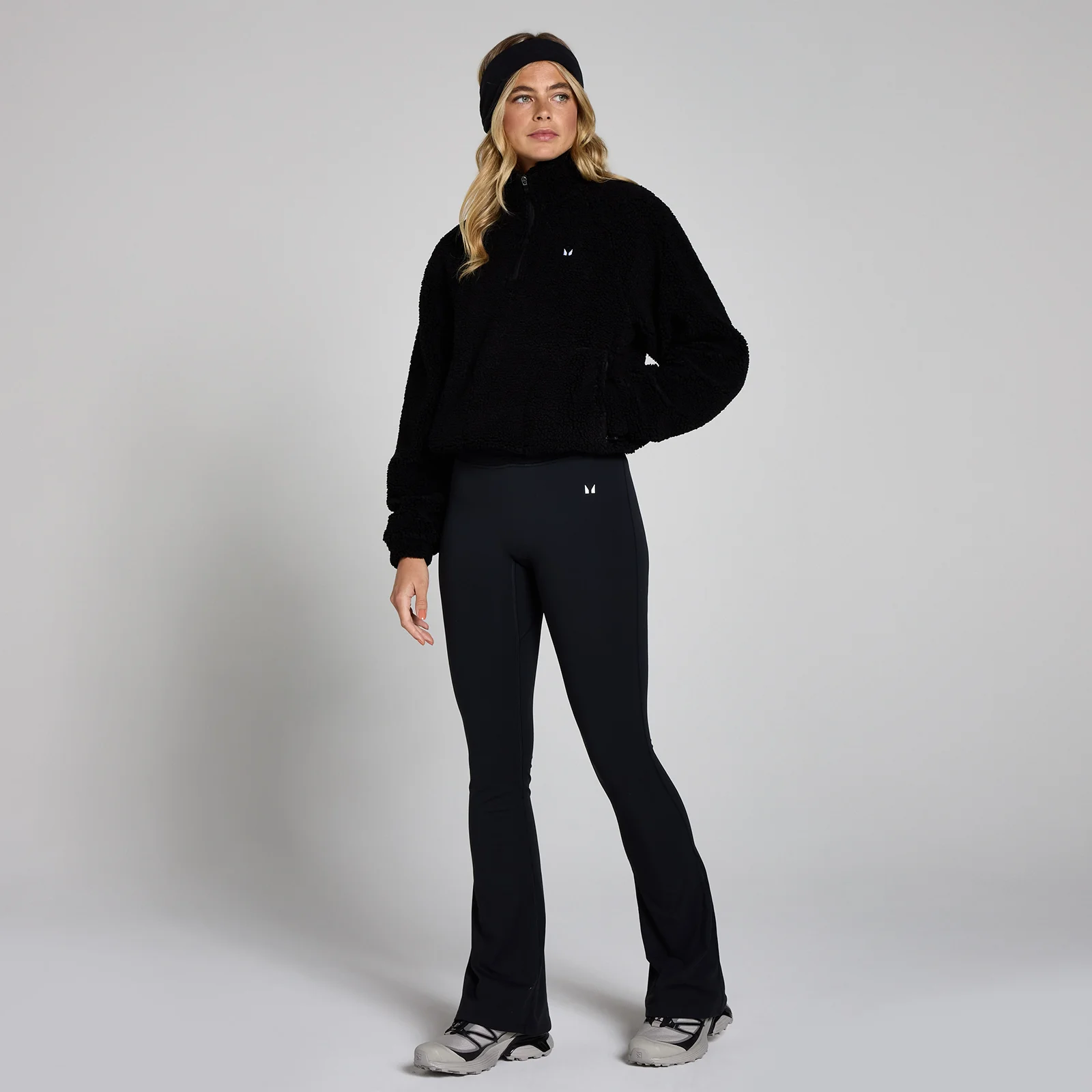 MP Women's Cropped Borg 1/4 Zip Fleece - Black - XS Image 3