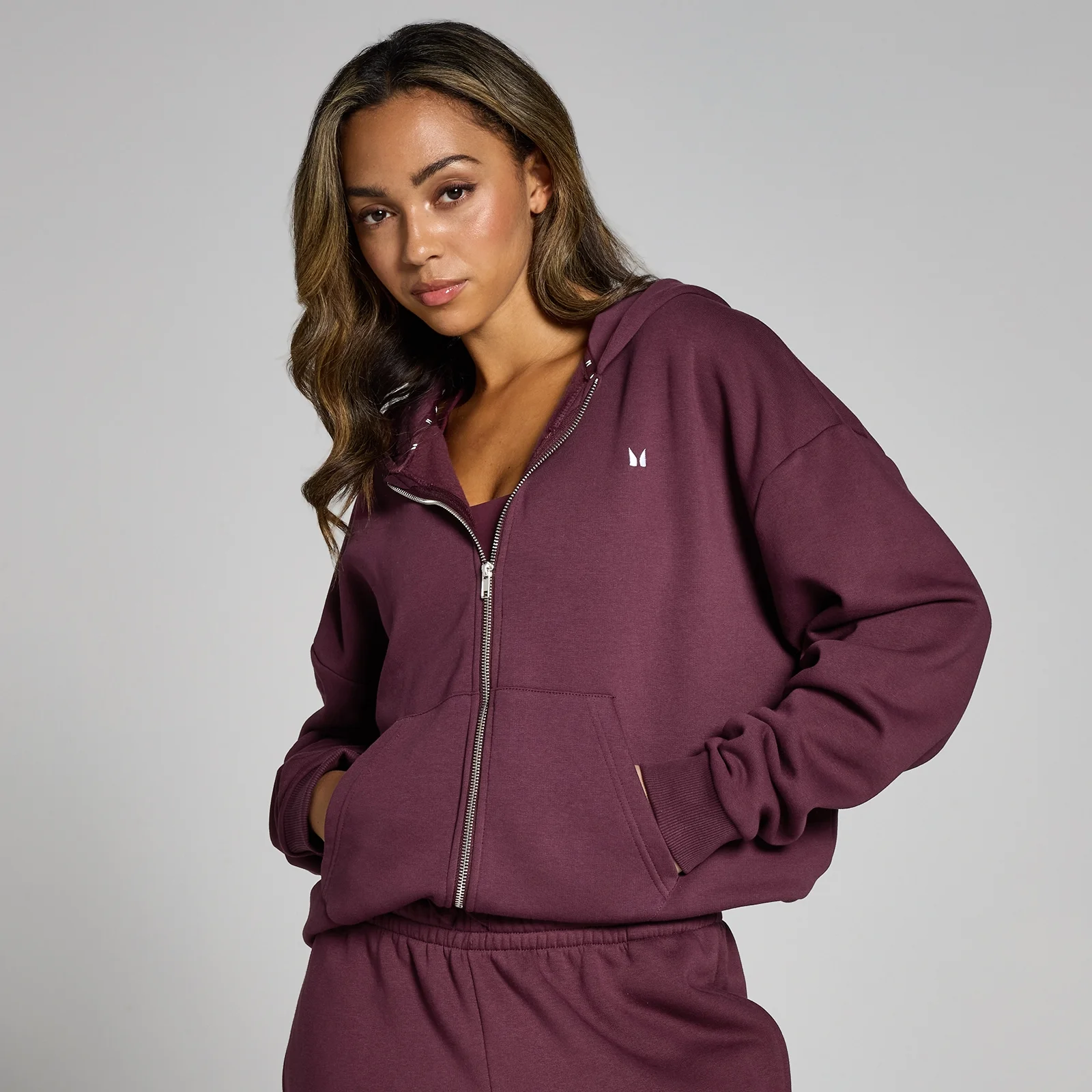 MP Women's Basics Zip Through Hoodie - Deep Berry - XS Image 1