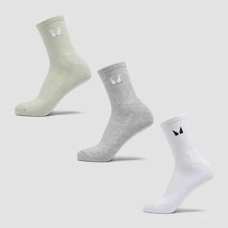 MP Unisex Crew Socks (3 Pack) - Grey/Matcha/White