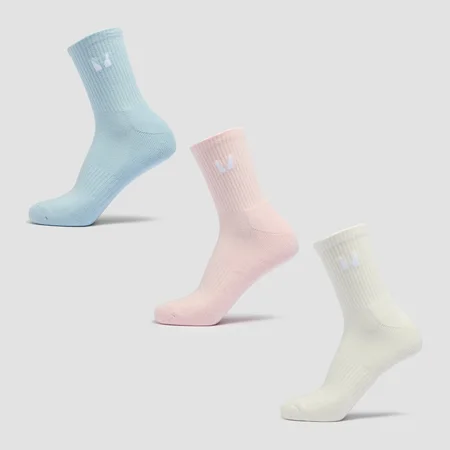 MP Unisex Crew Socks (3 Pack) - Cotton/Baby Pink/Baby Blue