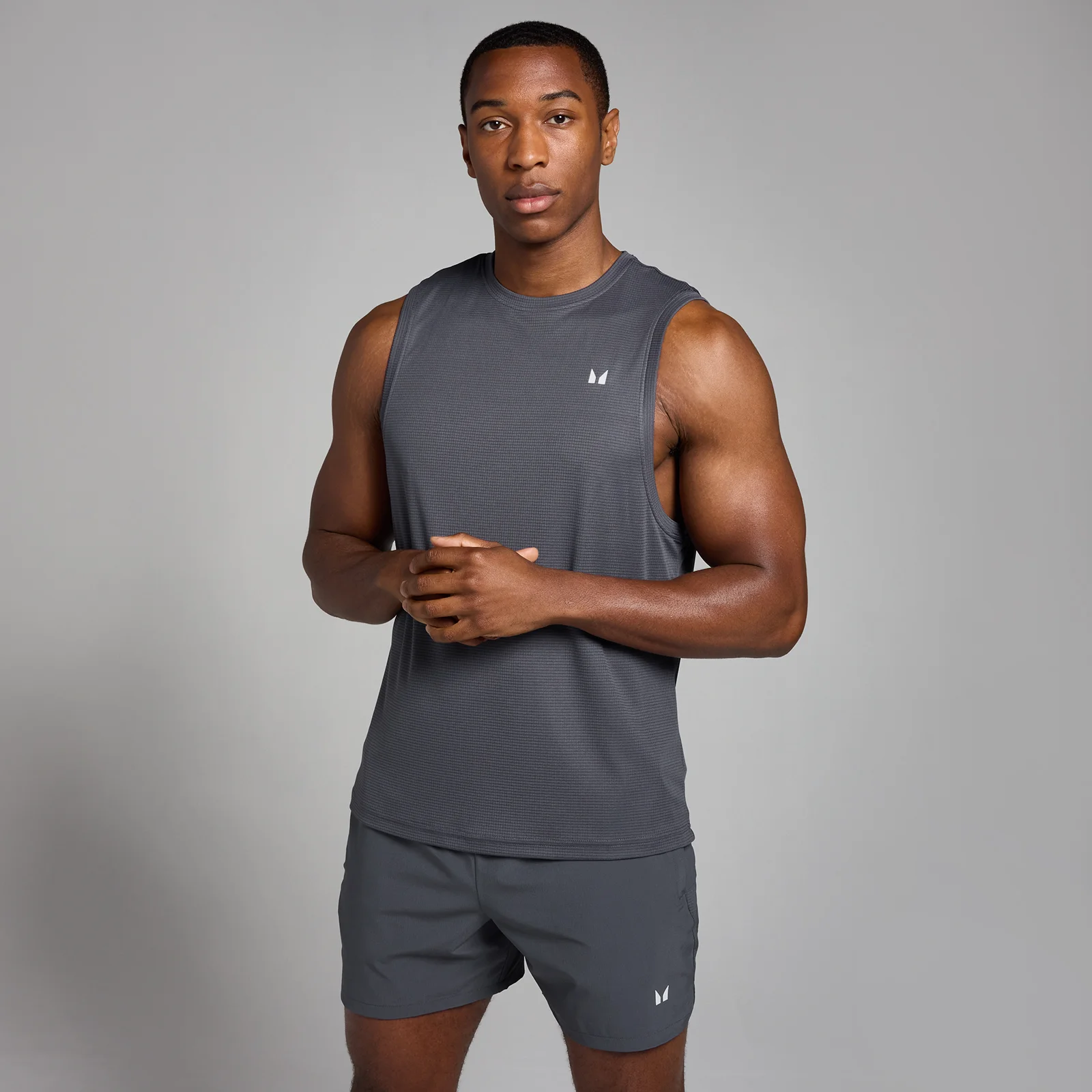 MP Men's Active Grid Training Tank Top - Dark Grey - XS Image 1
