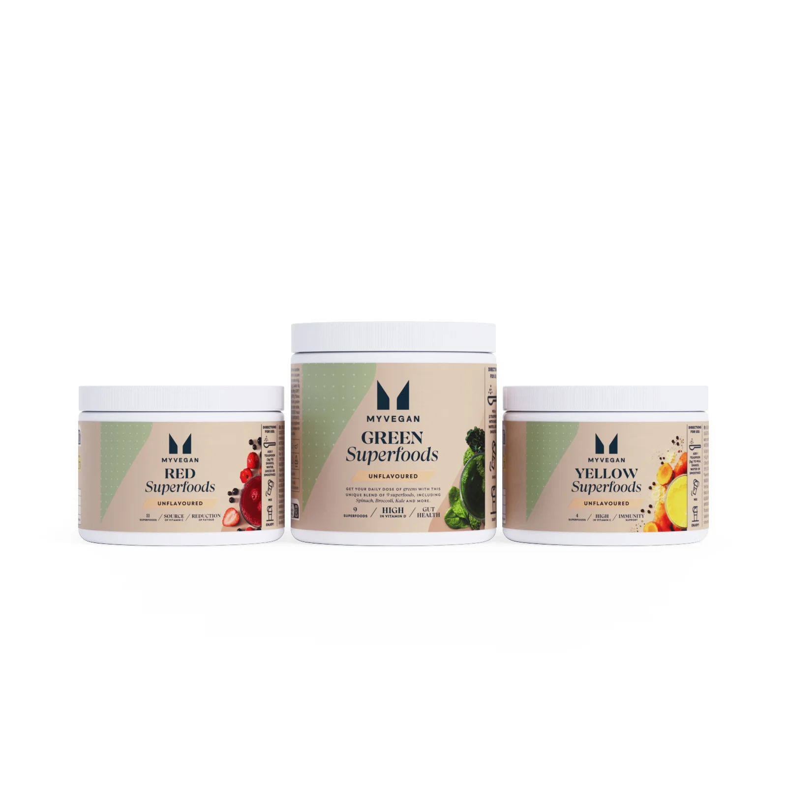 Superfoods Bundle - Reds - Unflavoured - Yellow - Unflavoured - Greens - Raspberry Cranberry Image 1