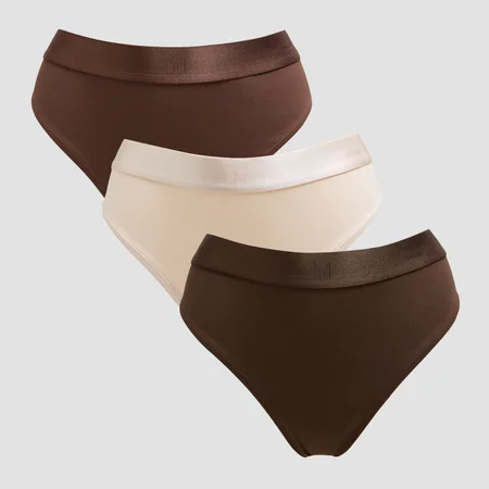 MP Women's Mid Rise Thong (3 Pack) - Deep Chocolate/Brown/Warm Cream