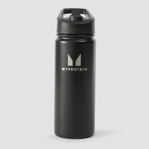 Myprotein Recycled Metal Flip Straw Bottle 500ml - Black - Colour Black