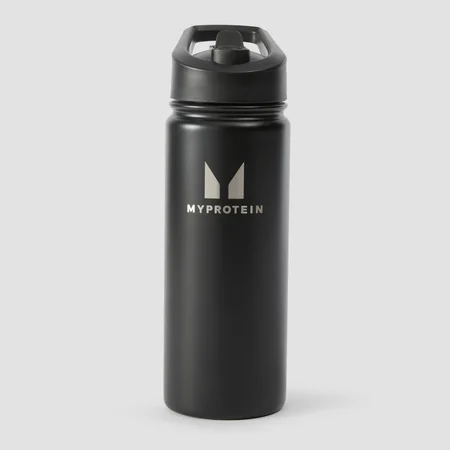 Myprotein Recycled Metal Flip Straw Bottle 500ml - Black