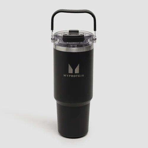 Myprotein Recycled Metal Top Handle Straw Bottle 900ml - Black