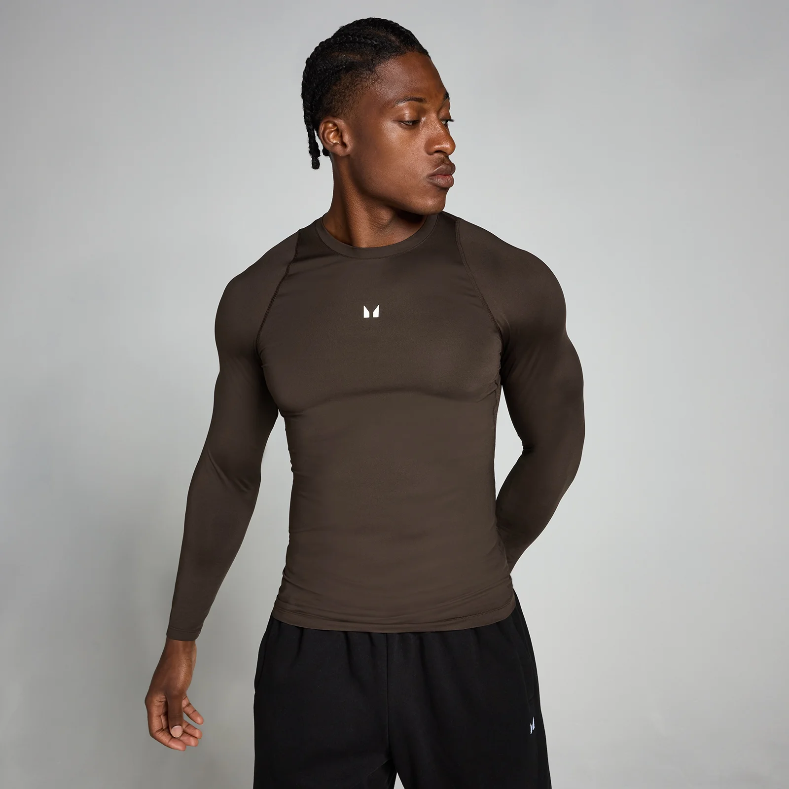 Men's Training Long Sleeve Baselayer - Chocolate - XS Image 1