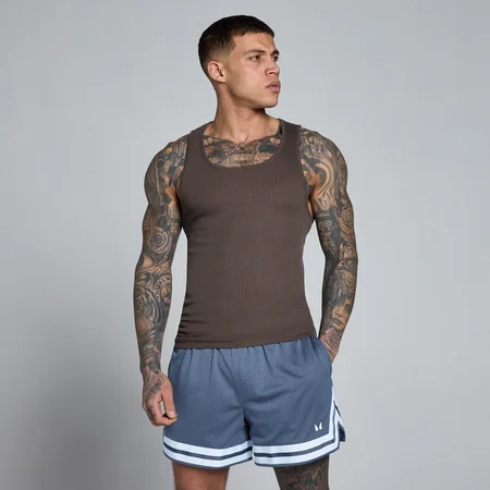 MP Men's Lift Ribbed Muscle Fit Vest - Chocolate