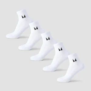 MP Unisex Ankle Socks (5 Pack) - White - Size UK 6-8